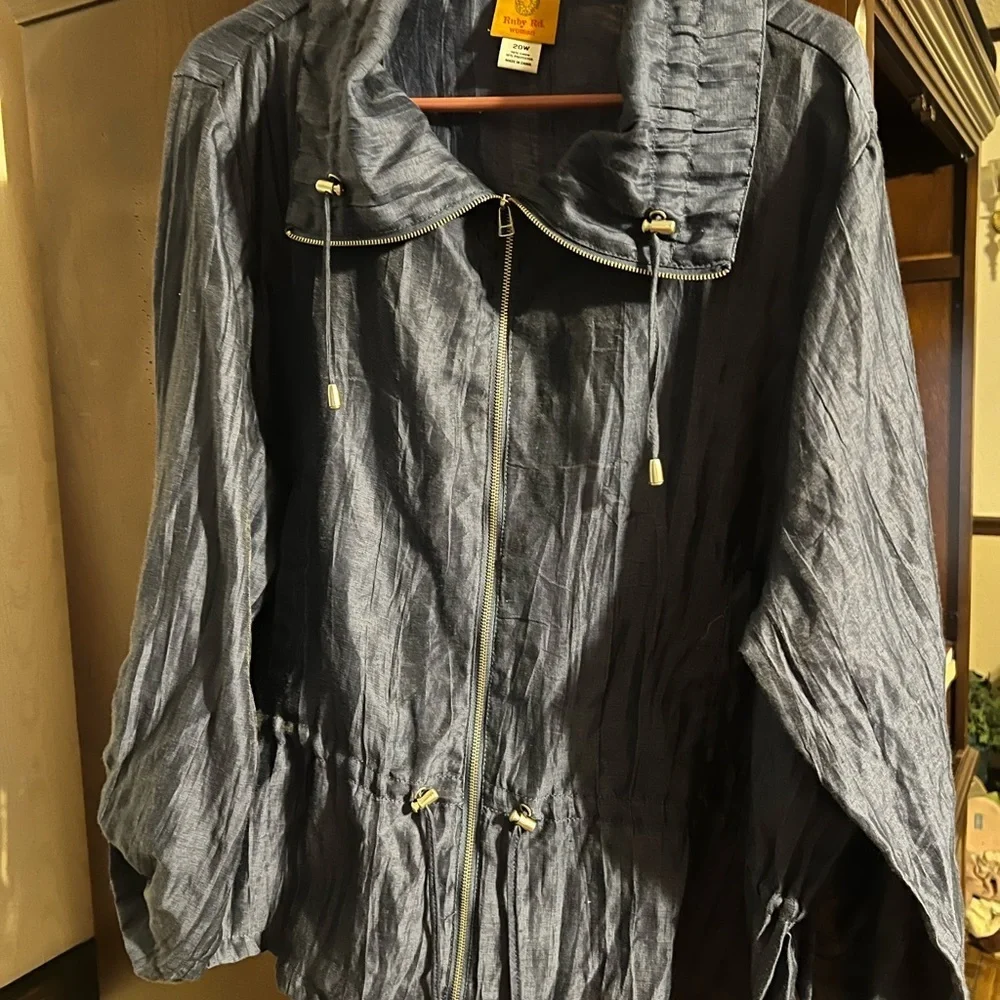 Ruby Rd Blue Utility Jacket with Sporty Style - Picture 1 of 3